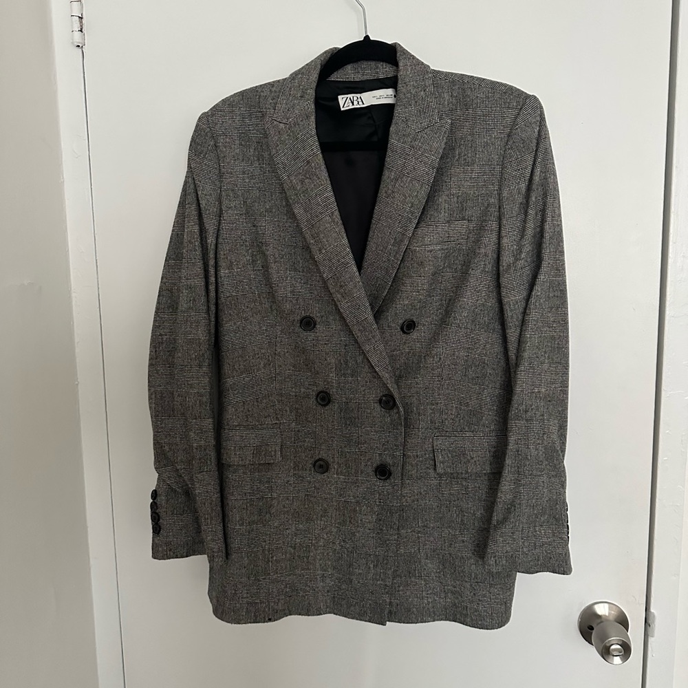Zara double breasted wool blazer